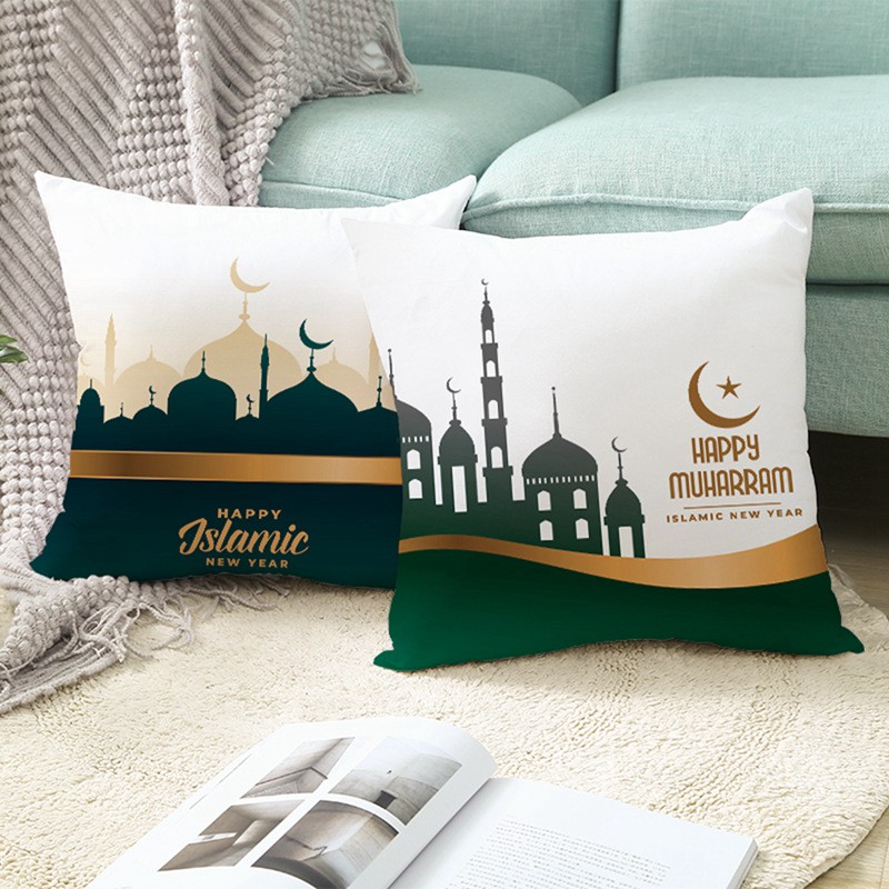 Vỏ gối trang trí phòng hình chữ Eid Mubarak 45*45cm phong cách giáng sinh đẹp mắt