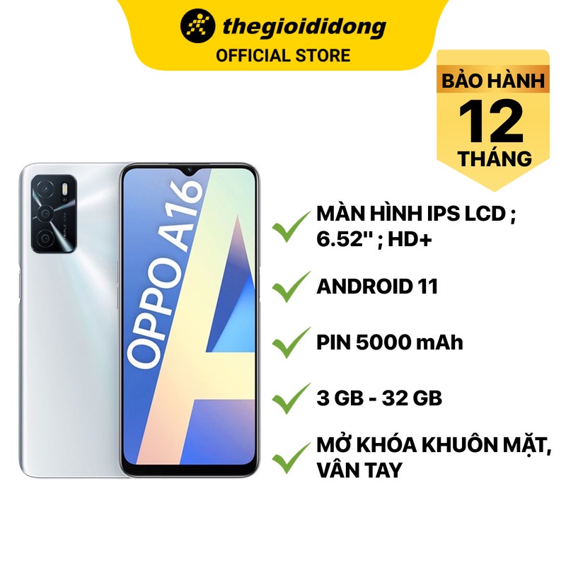 Điện thoại OPPO A16  - Hàng chính hãng