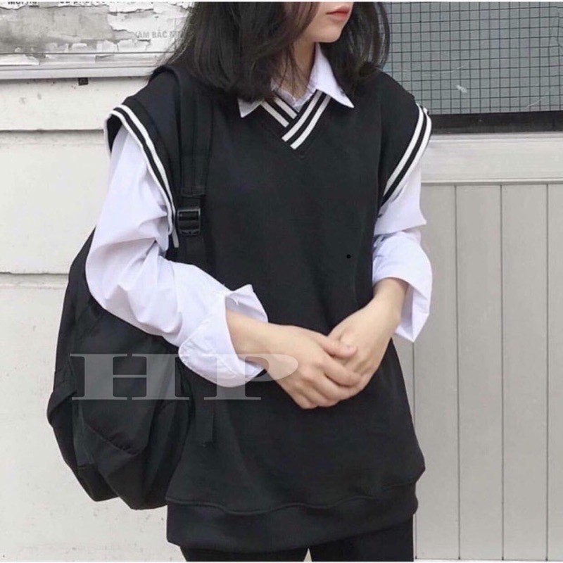 Sét áo gile viền trơn + áo