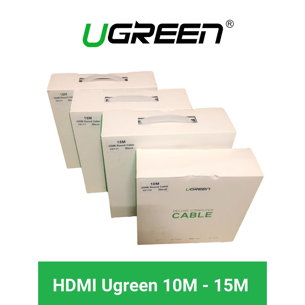 Cáp HDMI Ugreen dài 2M, 10M, 15M cao cấp hỗ trợ HDMI, 2K, 4K - HDMI chính hãng Ugreen