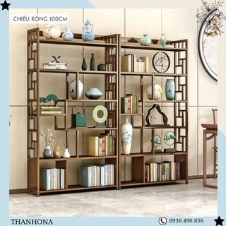 Kệ Tủ rượu kiêm vách ngăn phòng khách gỗ tre, Trang trí Đồ cổ