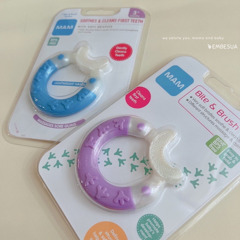 Bàn Chai Gặm Nướu Cho Bé Từ 3 Tháng Tuổi 🥹 MAM Bite and Brush Teethers