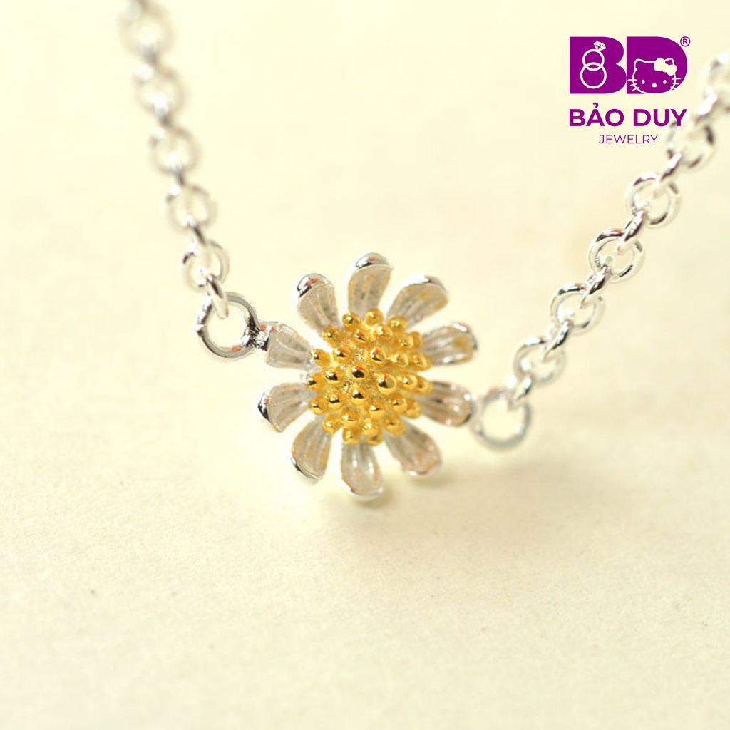 Lắc tay bạc s925 hoa cúc họa mi Bảo Duy Jewelry