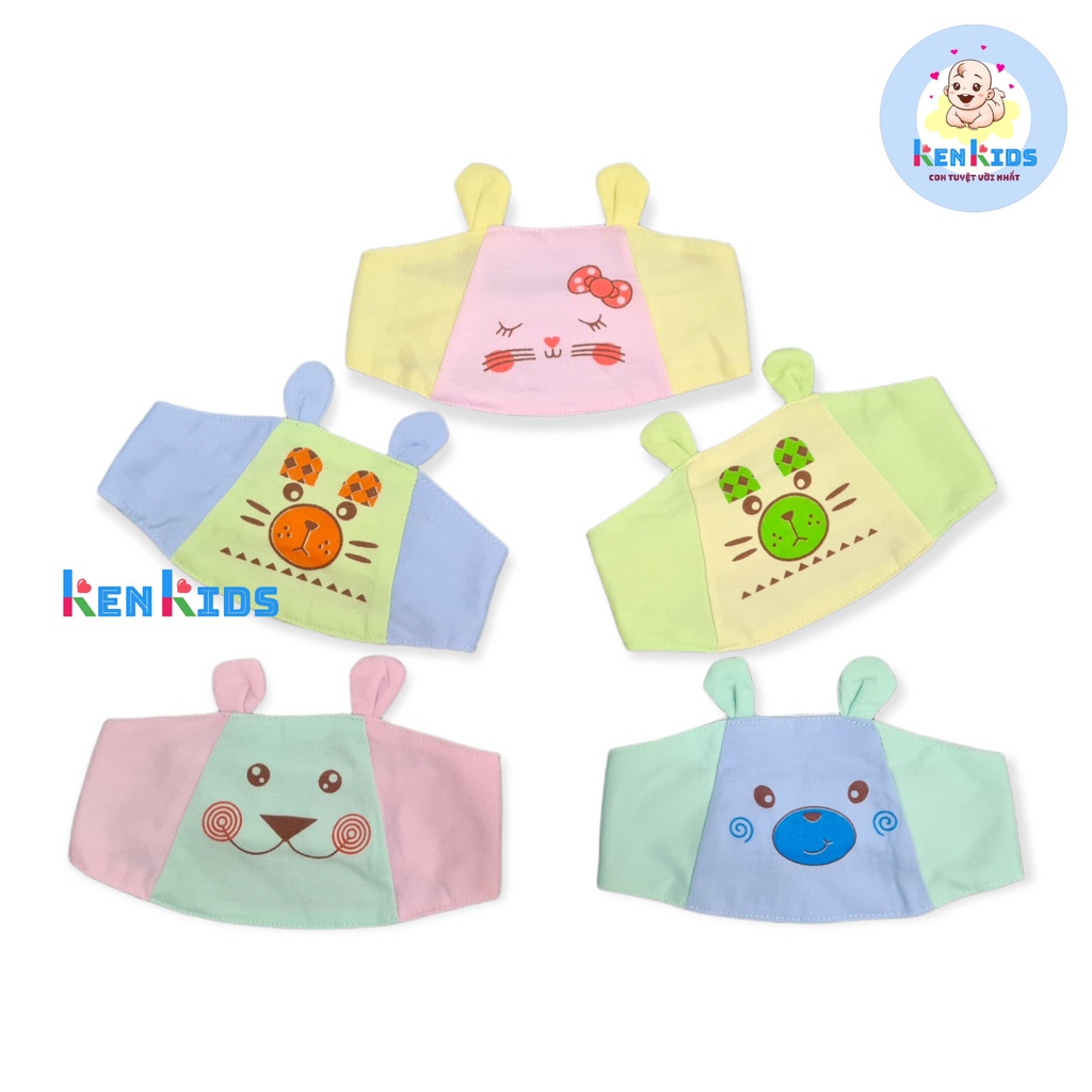 Set 3 Che thóp tai thỏ dán loại đẹp cho bé sơ sinh (0-6 tháng)