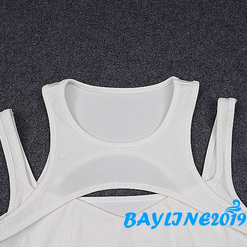 Bay-Women Casual Crop Tops, Solid Color Hollow Out Slim Fit Sleeveless Patchwork Vest