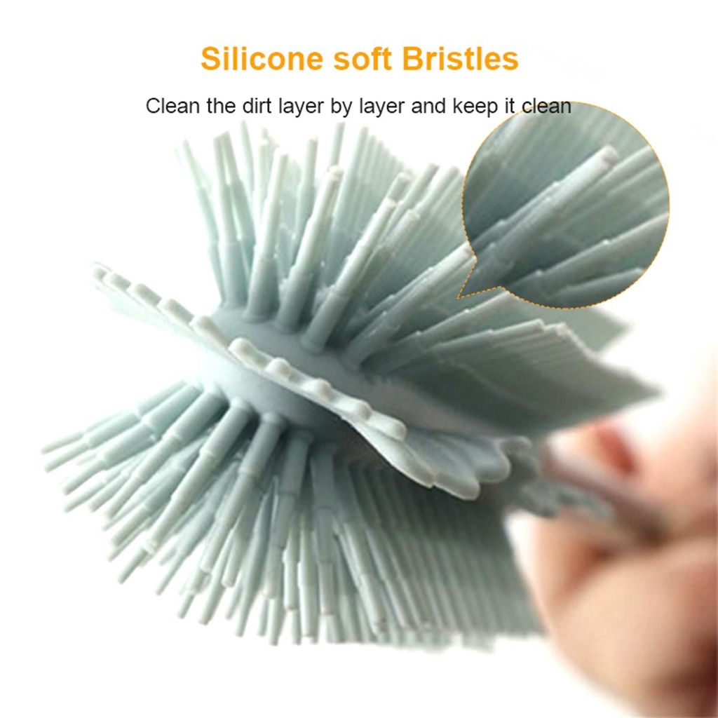 Bàn Chải Silicone Cán Dài Vệ Sinh Bình Sữa Em Bé Đa Năng Tiện Dụng