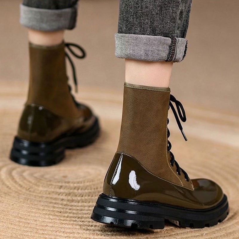 Giày Bốt Martin Da Đế Mềm Dày Dặn Thời Trang Cho Nữ