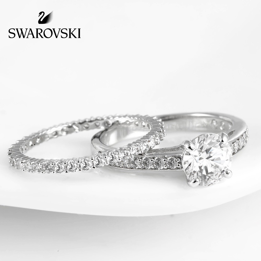 FREE SHIP Nhẫn Nữ Swarovski Thu hút lời hứa về tính cách đơn giản và nhẫn đôi tình yêu có thể xếp chồng lên nhau Ring Crystal FASHION cá tính Trang sức trang sức đeo THỜI TRANG