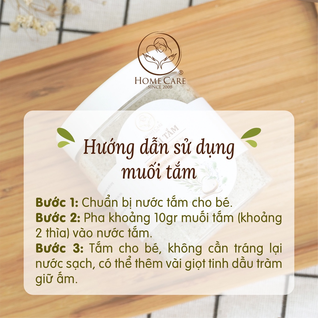 Muối tắm bé thảo dược Home Care từ thiên nhiên sạch rôm sảy tăng đề kháng cho bé - hộp 400g