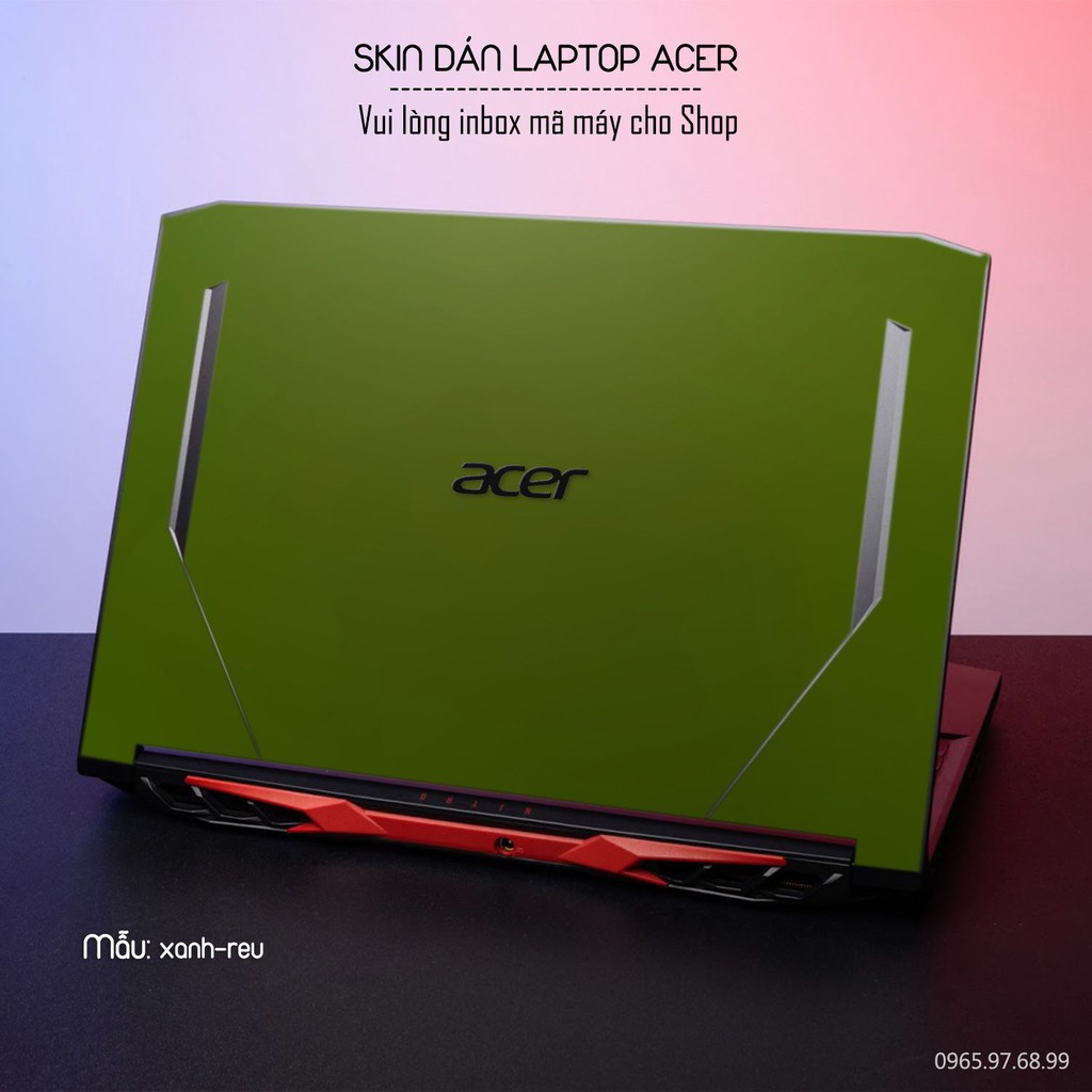 Skin dán Laptop Acer màu xanh rêu (inbox mã máy cho Shop)