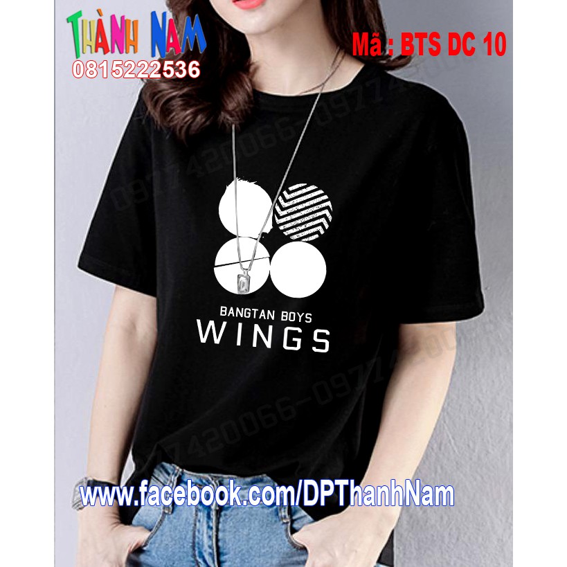 Áo thun tay ngắn in hình áo phông nhóm BTS BT21, áo wings bts giá rẻ độc chất