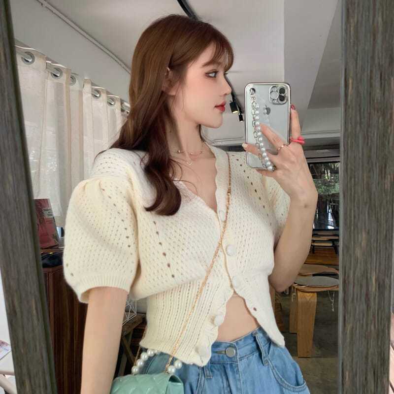 Áo Nữ Tay Ngắn Cổ Chữ V Thời Trang Phong Cách Hàn Quốc