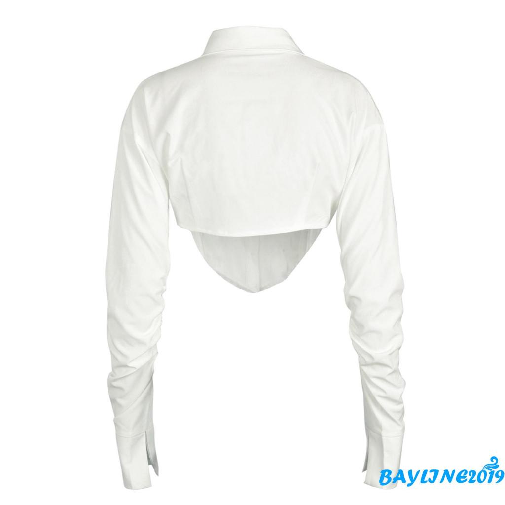 Áo Croptop Tay Dài Cài Nút Thời Trang Dành Cho Nữ