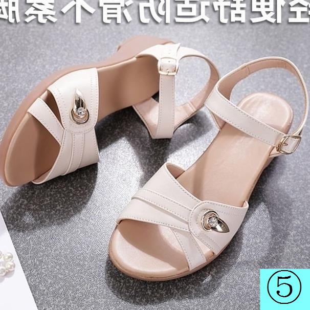 Xăng Đan Da Thật Mềm Chống Trượt Thời Trang Mùa Hè Cho Phụ Nữ Trung Niên 2022