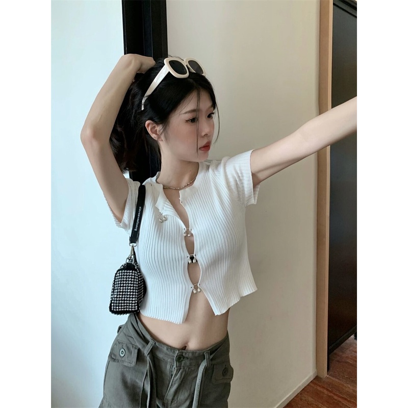 Áo cardigan Dệt Kim Dáng Ngắn Xẻ Tà Thời Trang Quyến Rũ Cho Nữ
