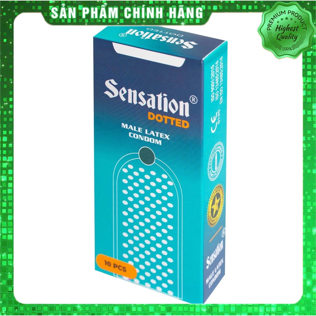 Bao cao su gân gai chất lượng cao Sensation Dotted - hộp 10 chiếc