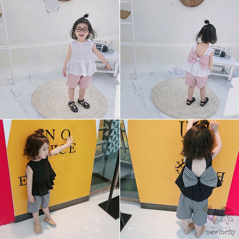 Set Áo Sát Nách Và Quần Short Phong Cách Hàn Quốc Xinh Xắn Dành Cho Bé Gái