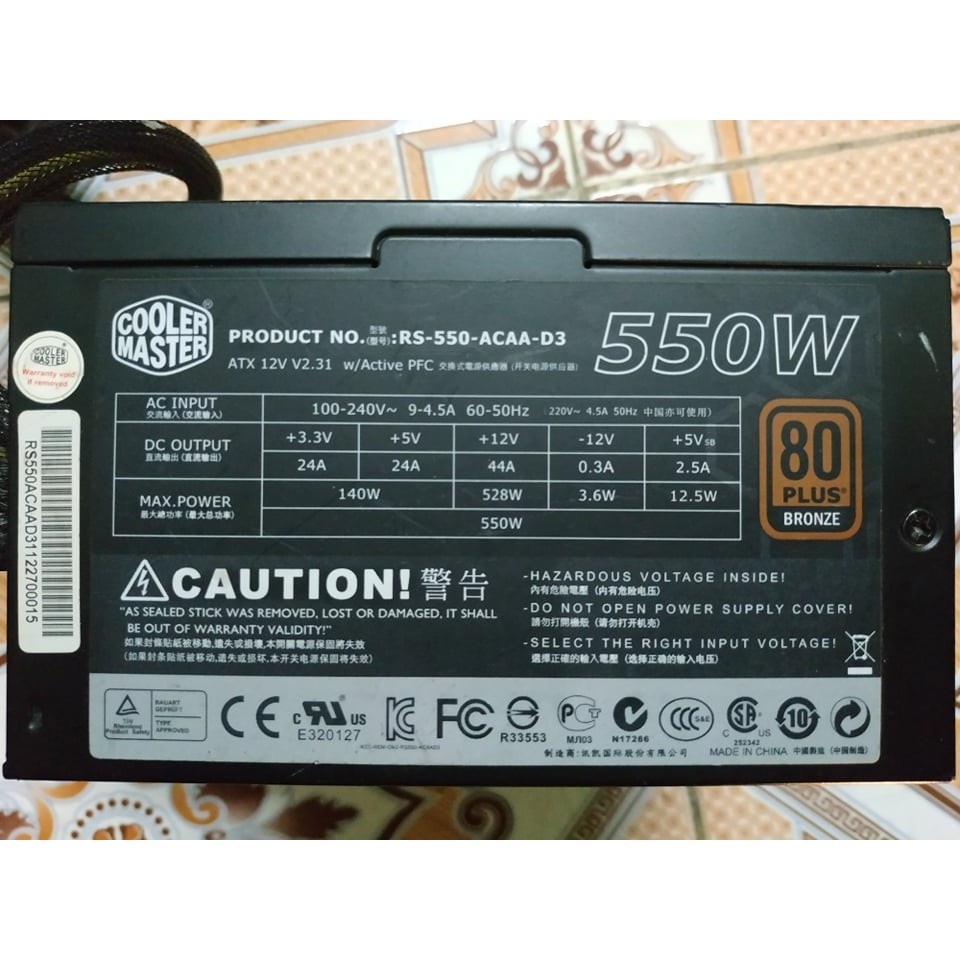 Nguồn Colermaster GX 550W có 80Plus Bronze