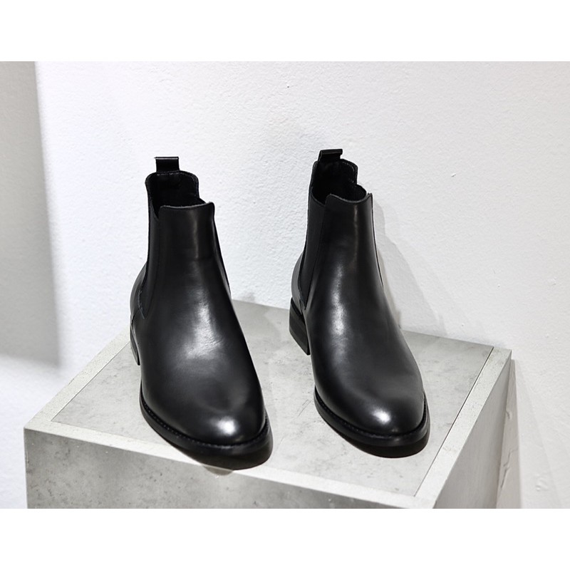 Giày nam Chelsea boot mũi tròn- Giày cao cổ tăng chiều cao F38