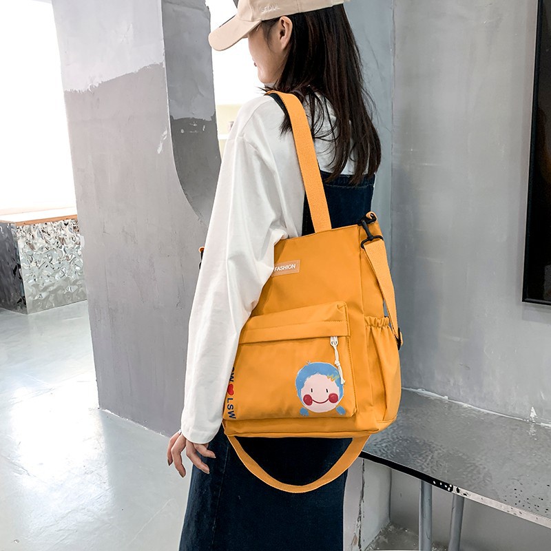 Túi Vải Canvas Đeo Vai Màu Sắc Đơn Giản Thời Trang Dành Cho Nữ