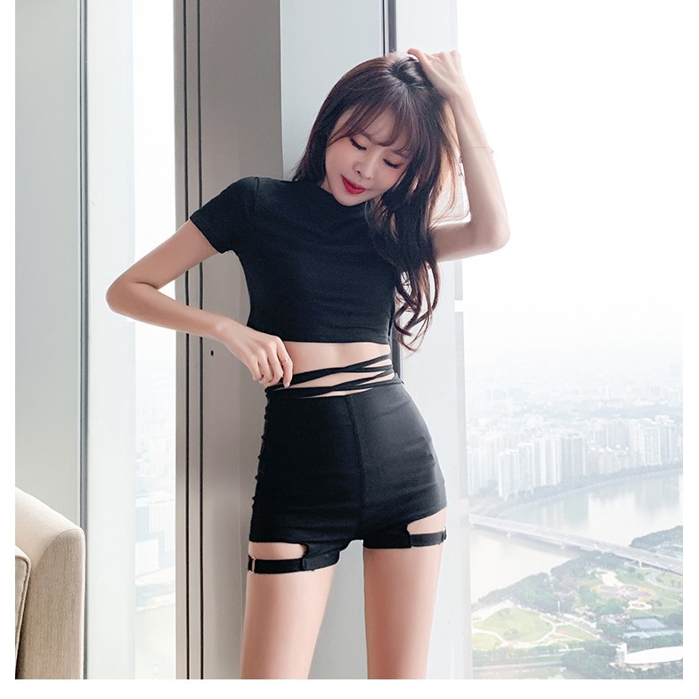 Áo croptop dây eo nữ ôm VIETSTAR áo crt ngắn tay hở rốn chất bozip thời trang | BigBuy360 - bigbuy360.vn