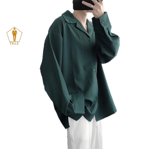 Áo Sơ Mi Nam Nữ TRAZ Phom Rộng Suông Dài Tay Màu Xanh Lá, Hồng Lụa Unisex Basic Sinh Viên Mịn Mát