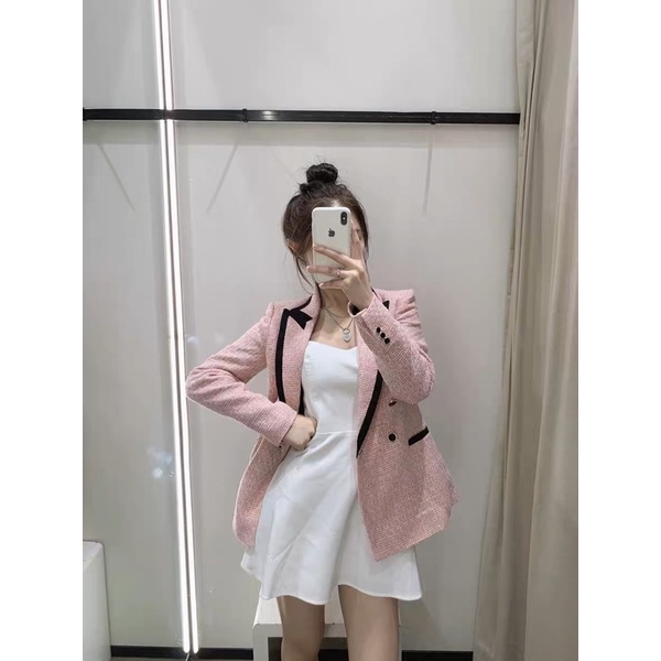 Áo khoác vest blazer nữ tweed xuất xịn Zr- ORD