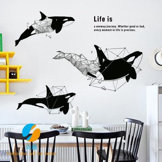 Sticker dán tường họa tiết cá voi sáng tạo trang trí phòng ngủ