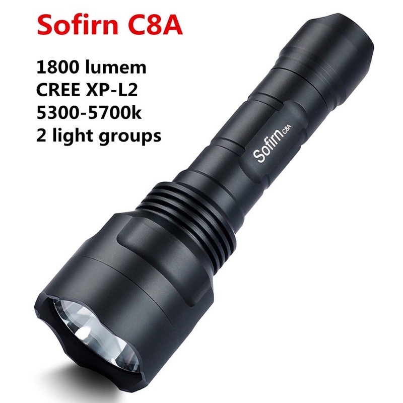 Sofirn C8A Đèn pin siêu sáng Led CREE XP-L2 5 chế độ chống thấm nước tiện dụng du lịch dã ngoại Pin Sạc 18650