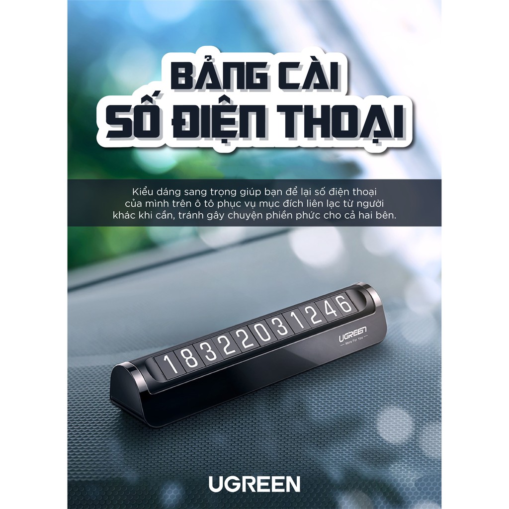 Bảng cài số điện thoại đặt trên xe hơi khi đỗ xe màu xám Ugreen LP151 LP178