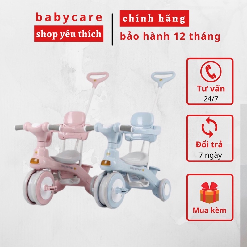 XE ĐẨY CHO BÉ KIÊM XE CHÒI CHÂN, XE ĐẠP 3 BÁNH 618 AN TOÀN CÓ KHUNG BẢO VỆ CHO BÉ