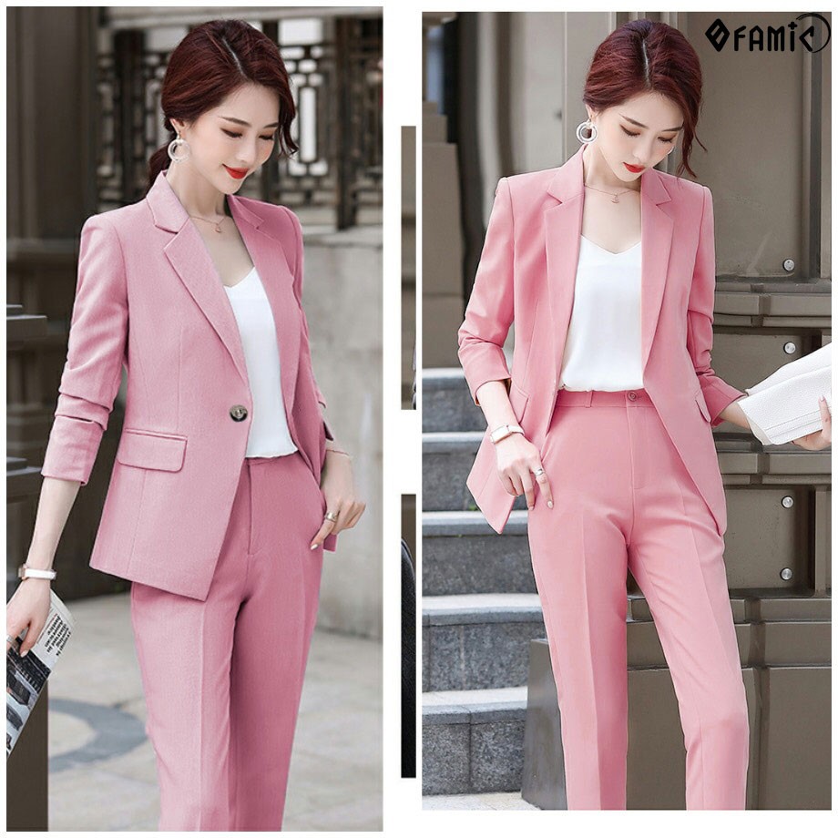 Set Vest Nữ ❤️𝑭𝑹𝑬𝑬𝑺𝑯𝑰𝑷❤️ Bộ Vest Nữ Công Sở Phong Cách Hàn Quốc 3 Màu Gồm Áo Tay Dài Và Quần Dài