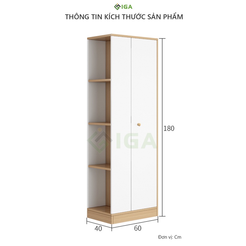 Tủ quần áo đa tầng vân gỗ trắng nhiều ngăn sức chứa lớn phòng khách thương hiệu IGA- GP222