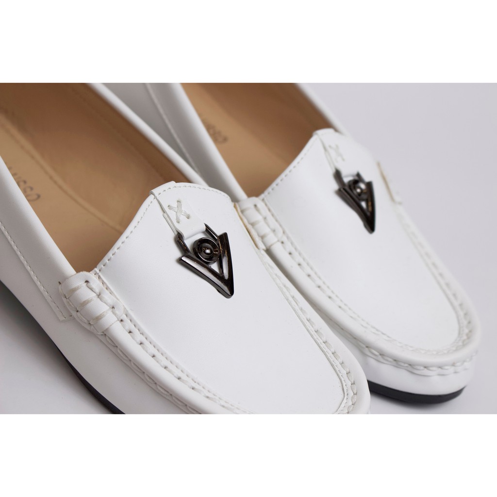 GIÀY MỌI MOCCASIN TRẮNG TAM GIÁC CRONUS CM002W | BigBuy360 - bigbuy360.vn