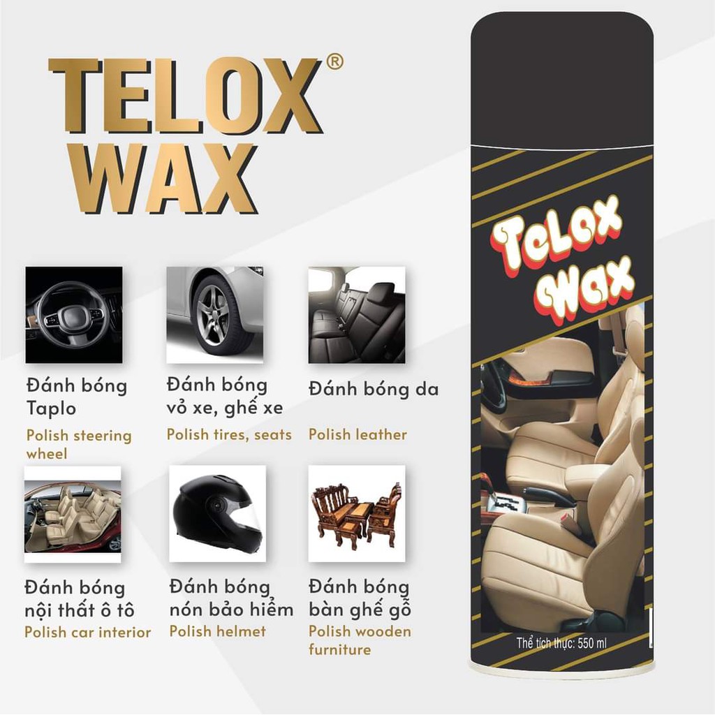 Chai xịt bóng xe Telox Wax Klink cho xe máy bóng đẹp như mới, chống bạc màu, dễ dàng sử dụng chỉ với một chiếc khăn nhỏ