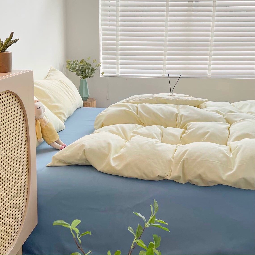 Bộ Chăn Ga Cotton Tici Cao Cấp Phong Cách Hàn Quốc Đủ Size Đủ Màu Mệm Mại Êm Ái