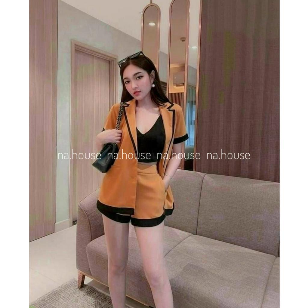SET VEST NỮ BA MÓN CHẠY VIỀN NAHOUSE SET ÁO MIX QUẦN THIẾT KẾ ĐẸP VÀ XINH XẮN