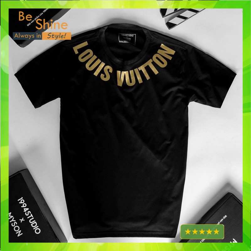 Áo Thun Unisex Form Rộng LV T Luis .Vuitton DCV In Nhũ Vàng Độc Đáo - Áo Phông Tay Lỡ Cotton Cổ Tròn - Beshine Clothing