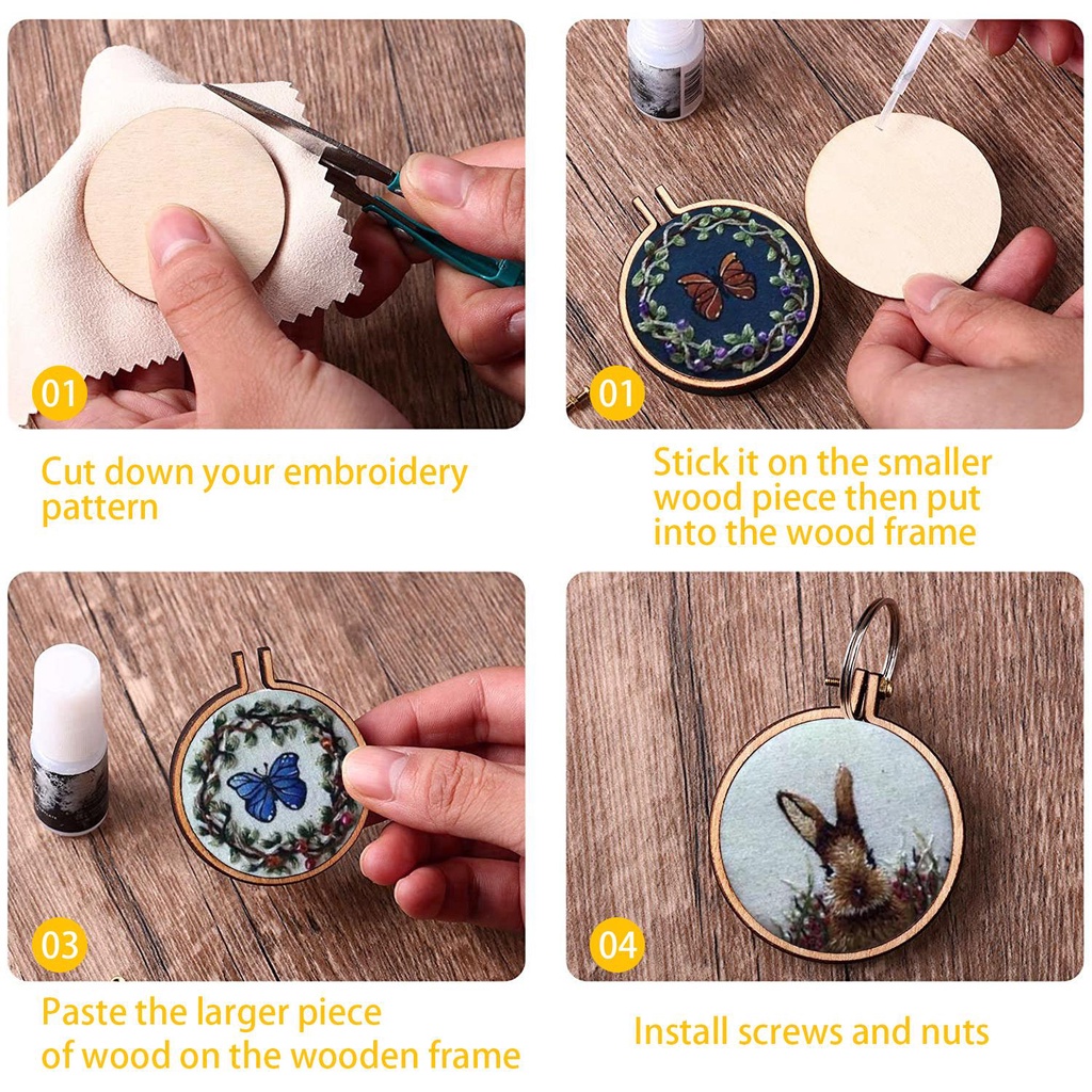 Khung tròn mini bằng gỗ dùng thêu tranh chữ thập DIY