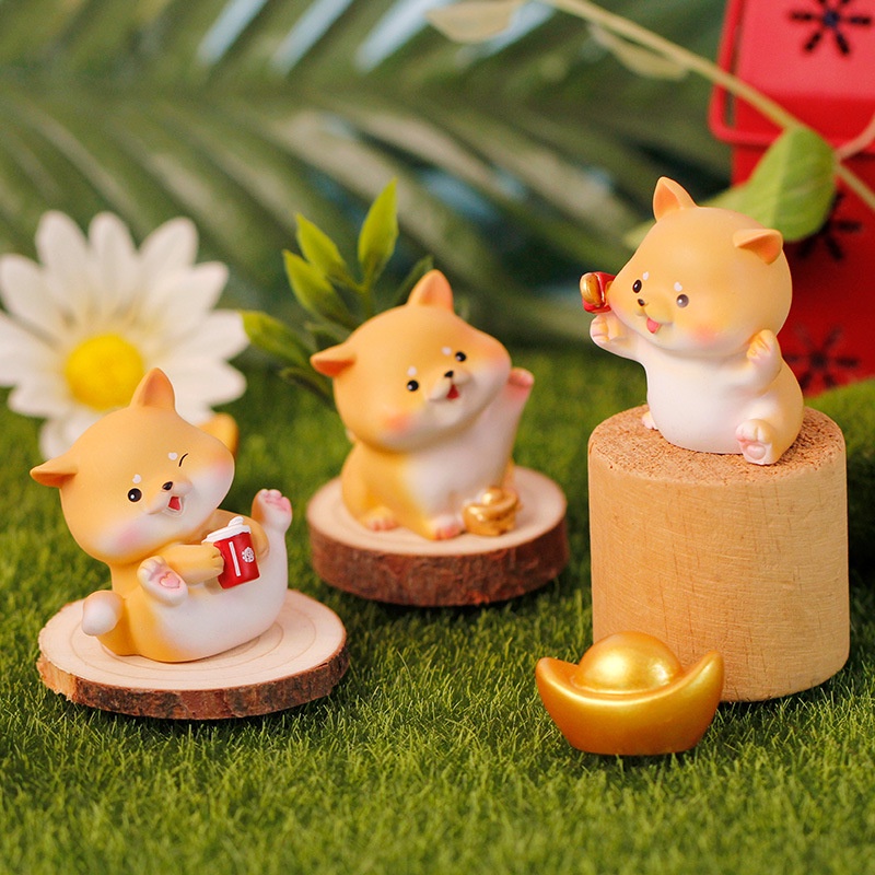 Phụ Kiện Trang Trí Taplo Ô Tô Bàn Làm Việc Phòng Khách Set Chú Chó Shiba Siêu Cute - Đồ Decor Xe Hơi Hitechlife Giá Rẻ