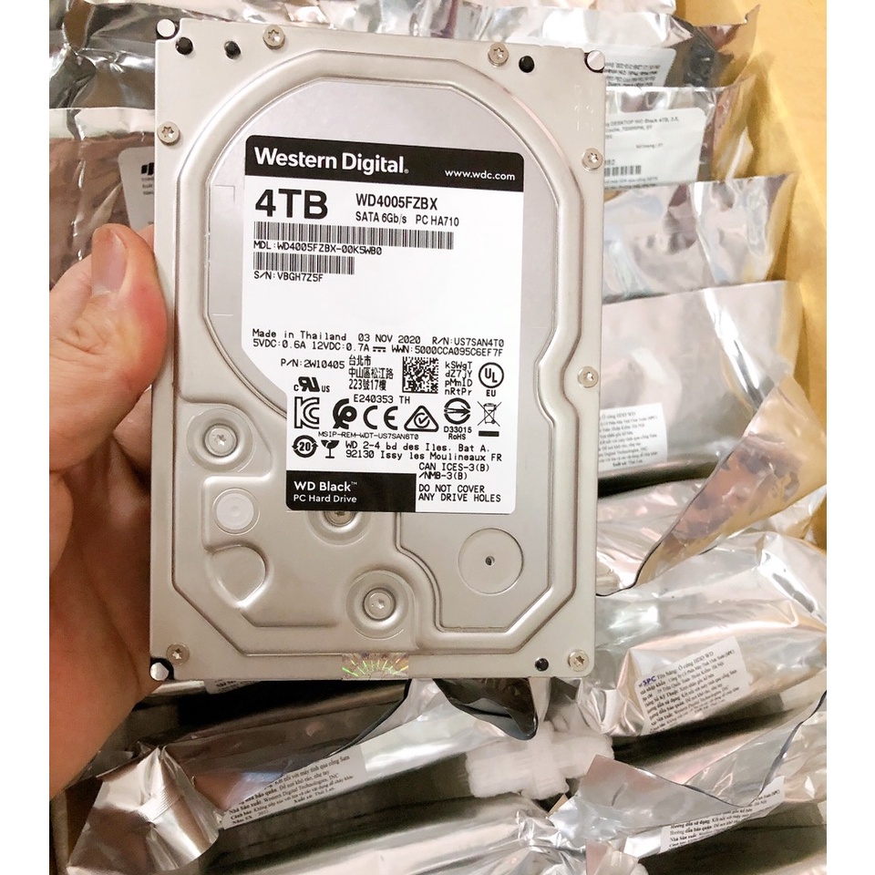 Ổ Cứng HDD 4TB WD Black 3.5 inch 7200rpm SATA3 6Gb/s Cache 256MB Chính Hãng - Bảo Hành 5 Năm 1 đổi 1