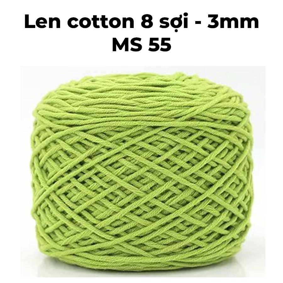 Len cotton chất lượng cao 8 sợi nhỏ kích thước 3mm cuộn lớn dùng đan móc, thêu nổi, thêu xù, làm thảm handmade