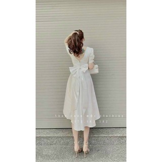 ĐẦM CỔ VUÔNG NƠ LƯNG (KÈM VIDEO HÌNH THẬT)
