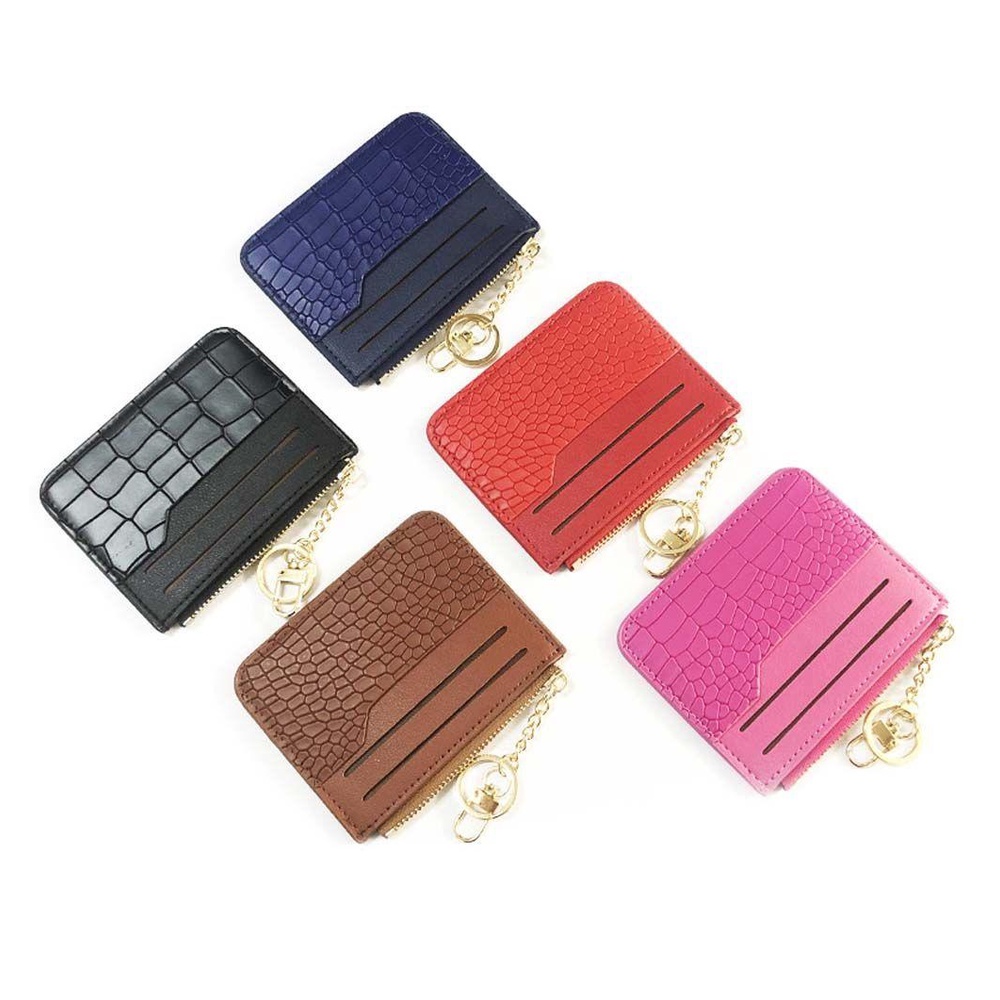 Ví Da PU Mini Có Nhiều Ngăn Đựng Thẻ Và Khóa Kéo Dành Cho Nam Nữ