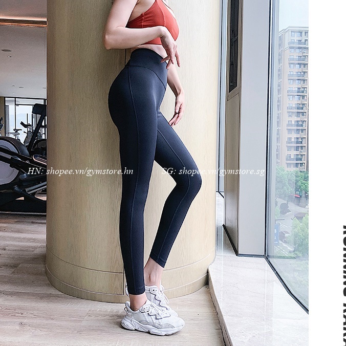 Quần tập gym yoga nữ thun lạnh dáng legging thể thao mịn mát lưng cao chéo co giãn GYMSTORE 211