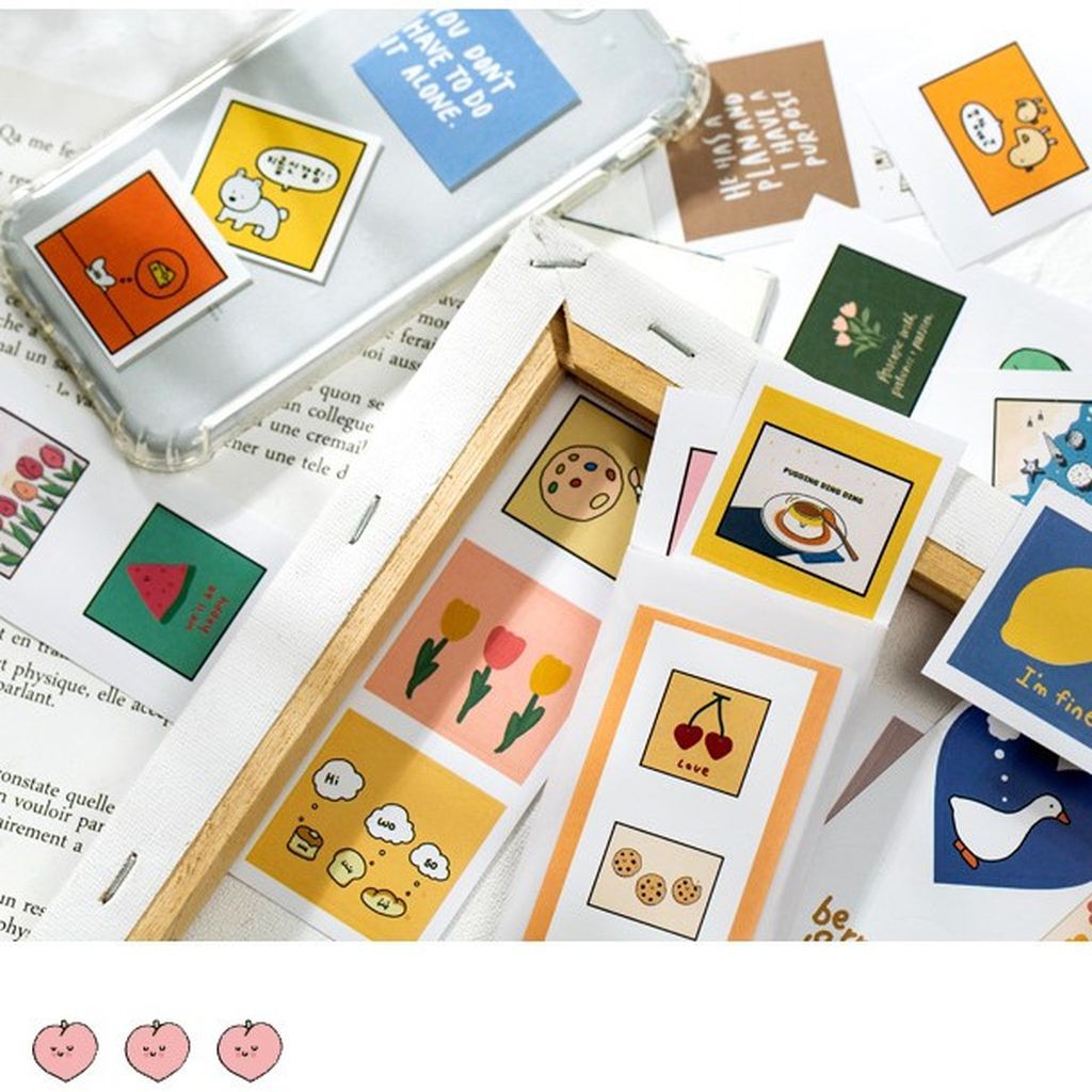 Set 20 sticker tranh vẽ bánh retro , tranh cartoon dùng để trang trí bullet journal