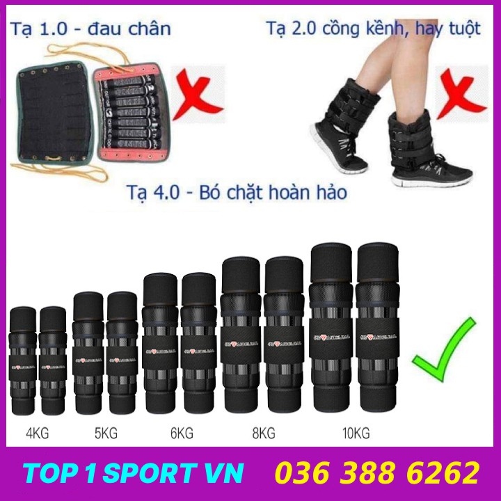 Tạ Chân Cao Cấp 4 Kg thế hệ 4.0 - êm hơn, ưu việt hơn, dành cho chạy bộ, gym, vật lý trị liệu cho chân sau chấn thương