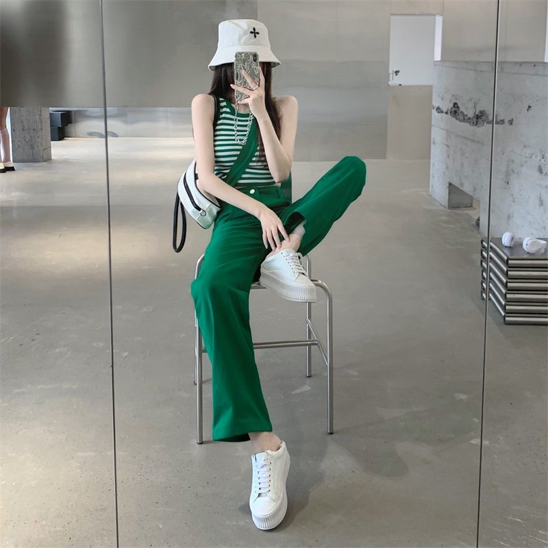 Set Áo Thun Sát Nách Và Chân Váy Sọc Ngang Thời Trang Dành Cho Nữ