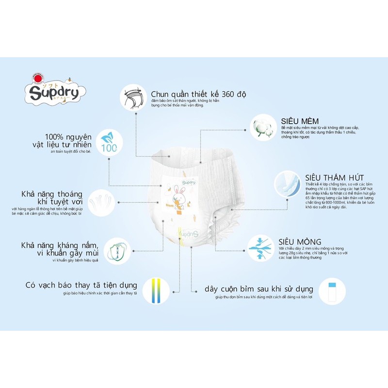 Tã Quần - Tả Dán SUPDRY Cao Cấp NB80 S72 M66 L60 M64 L58 XL52 XXL50 XXXL46 M58 L52 XL48 XXL42 XXXL40