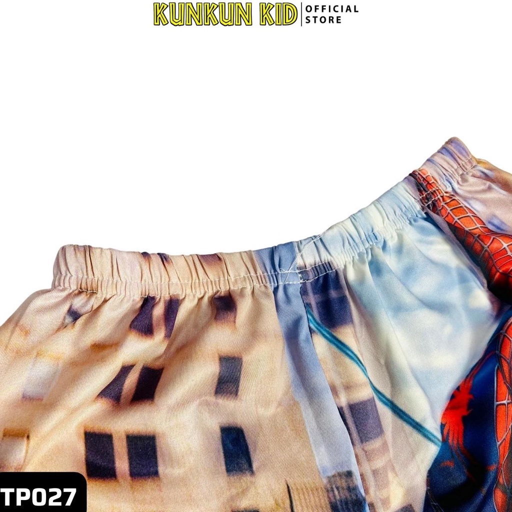 Quần áo trẻ em hình người nhện spiderman, đồ bộ bé trai chất thun lạnh size từ 10-40kg Kunkun Kid TP027